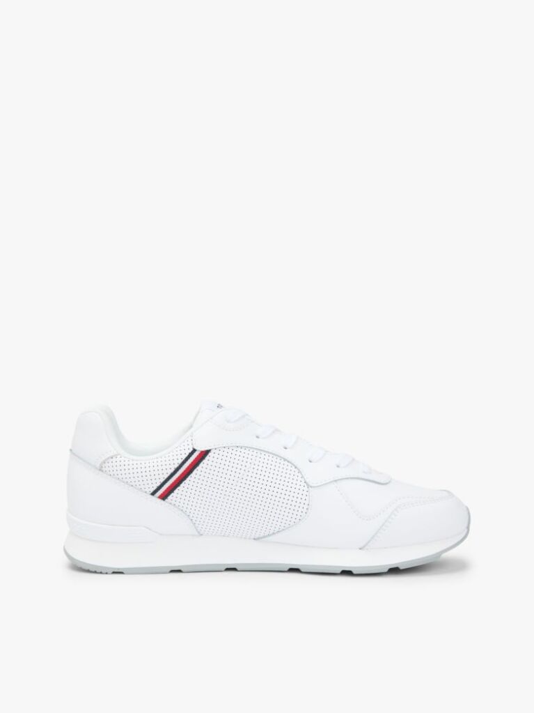 White Signature Tape Trainers With Leather  Men
