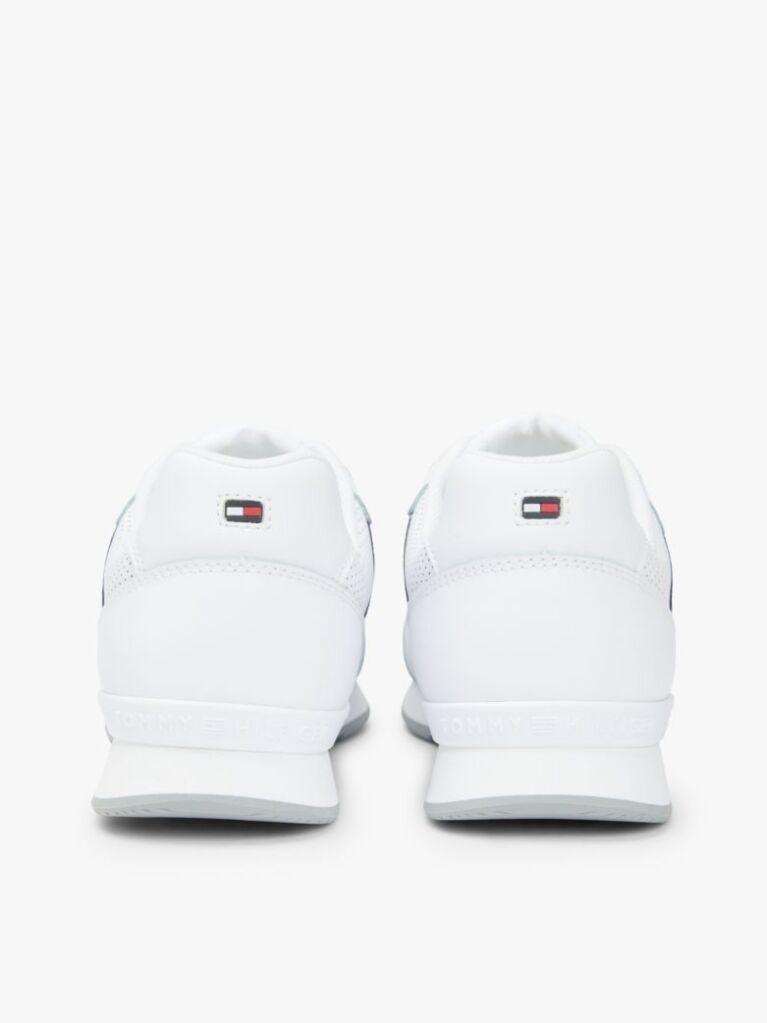 White Signature Tape Trainers With Leather  Men