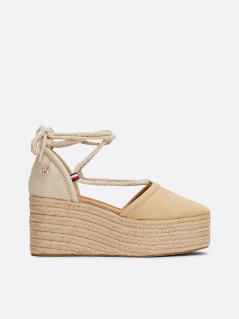 Beige Linen Rope Detail Wedge Heel Sandals  Women
