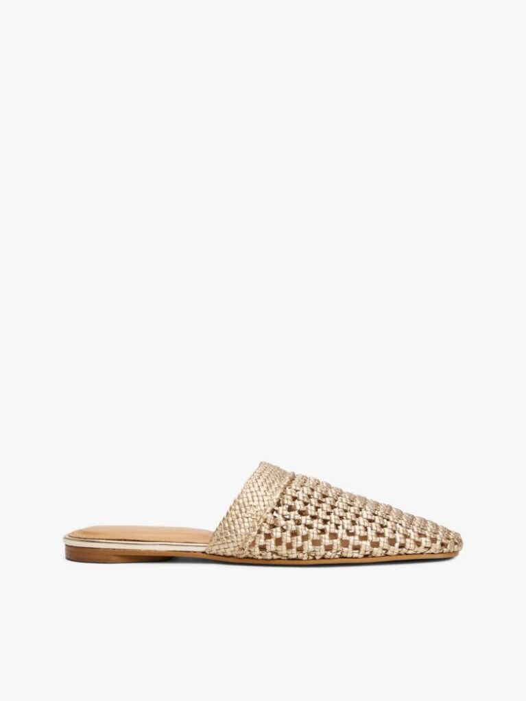 Gold Metallic Crochet Mules  Women