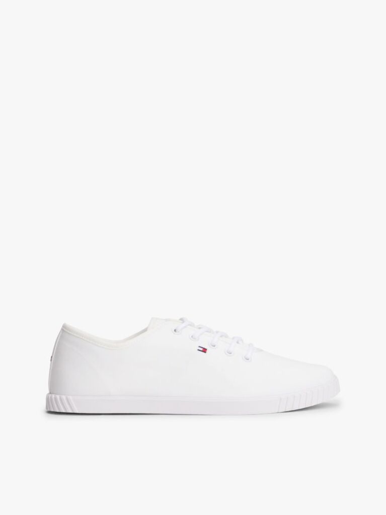 Άσπρο Sneakers Από Canvas Με Κεντητό Σημαιάκι  Γυναίκες