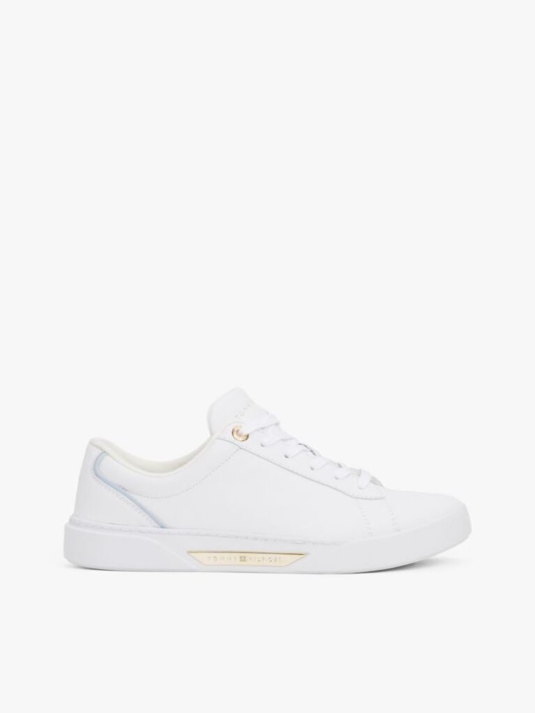 White Leather Court Trainers  Women
