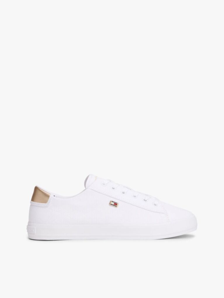 Άσπρο Sneakers Από Canvas Με Μεταλλική Λεπτομέρεια  Γυναίκες