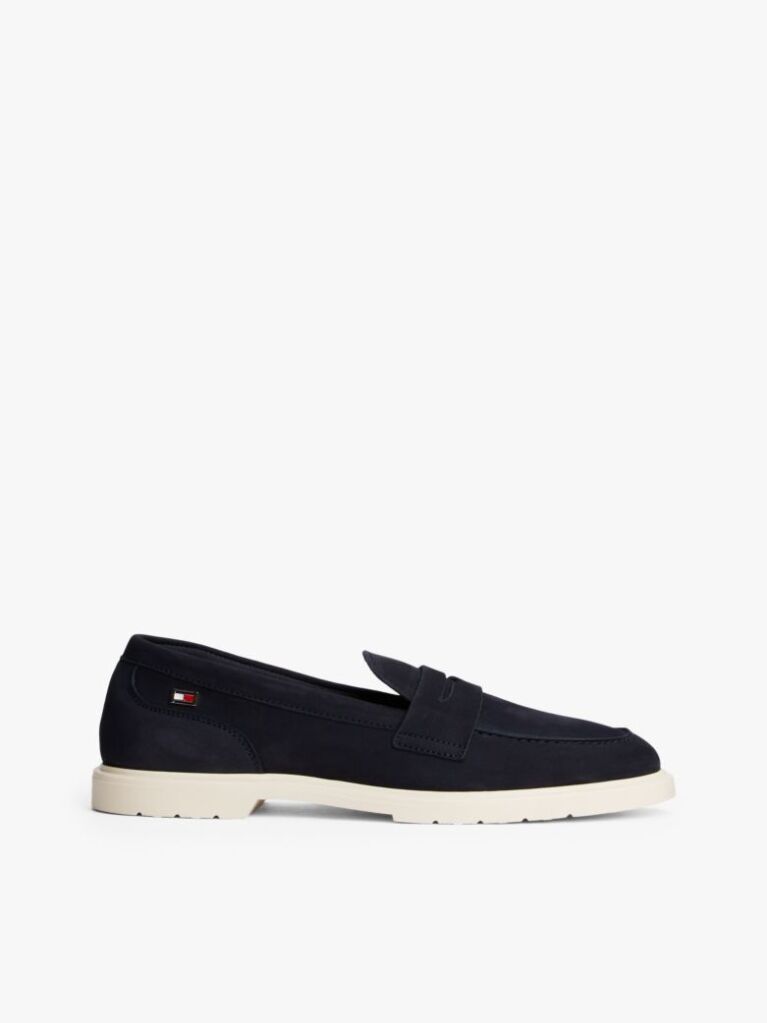 Blue Enamel Flag Leather Loafers  Women