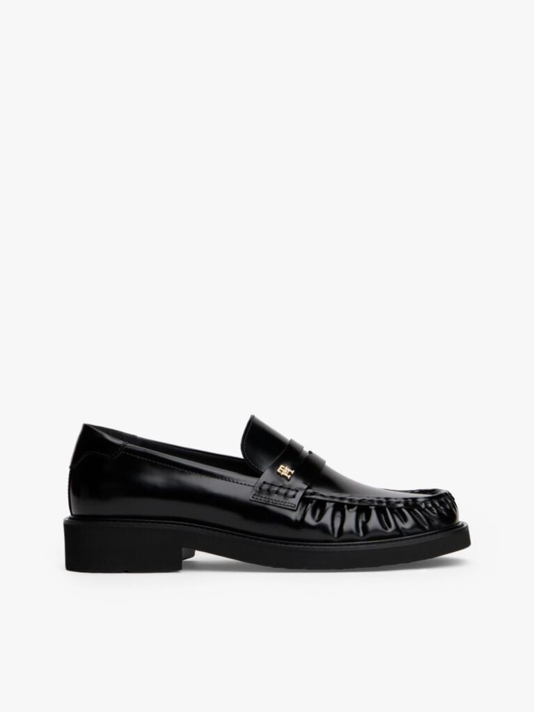 Μαύρο Δερμάτινα Loafers Με Τετράγωνη Μύτη  Γυναίκες