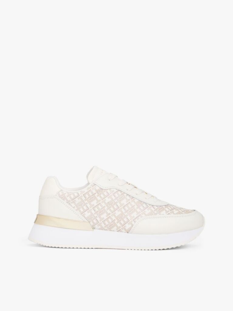 Μπεζ TH Monogram Δερμάτινα Sneakers  Γυναίκες