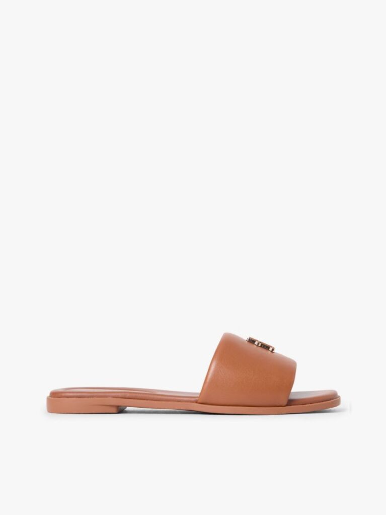 Brown Leather TH Monogram Strap Mules  Women