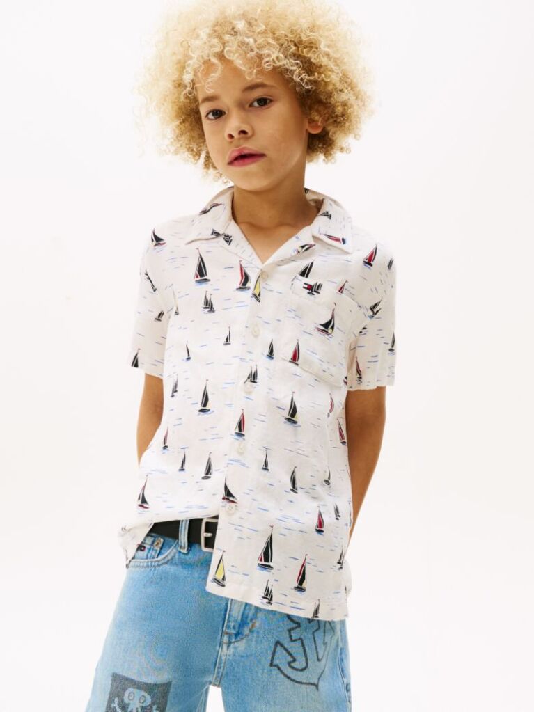 Multi Print Woven Short Sleeve Shirt  Boys