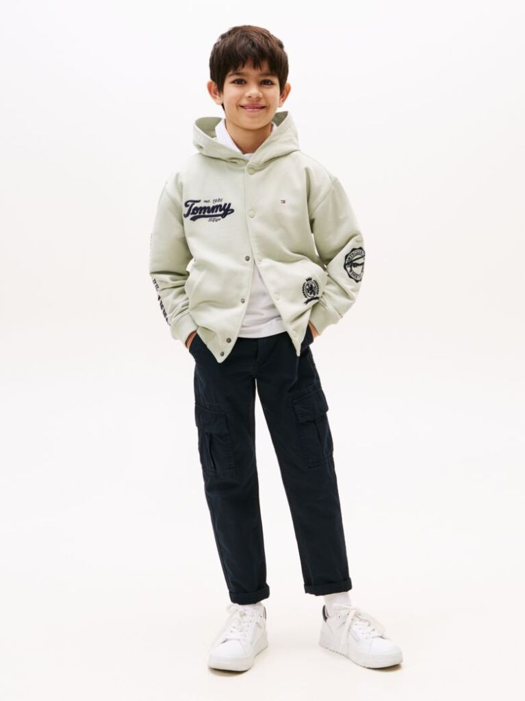 Blue Textured Straight Leg Cargo Trousers  Boys