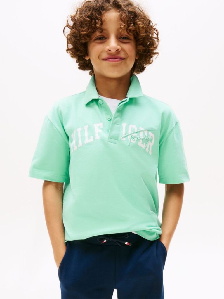 Green Mixed Logo Regular Fit Polo Shirt  Boys