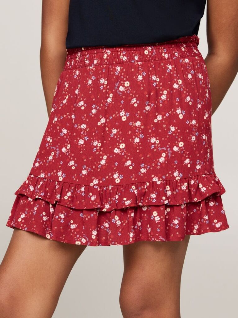 Red Mountain Floral Print Flared Mini Skirt  Girls