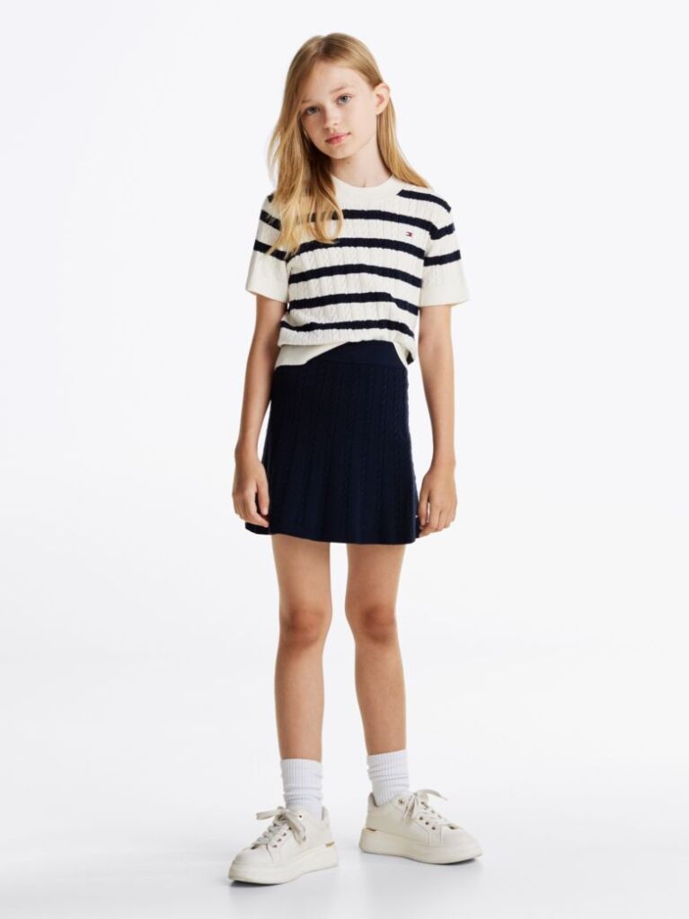 Blue Mini Cable Knit Skirt  Girls