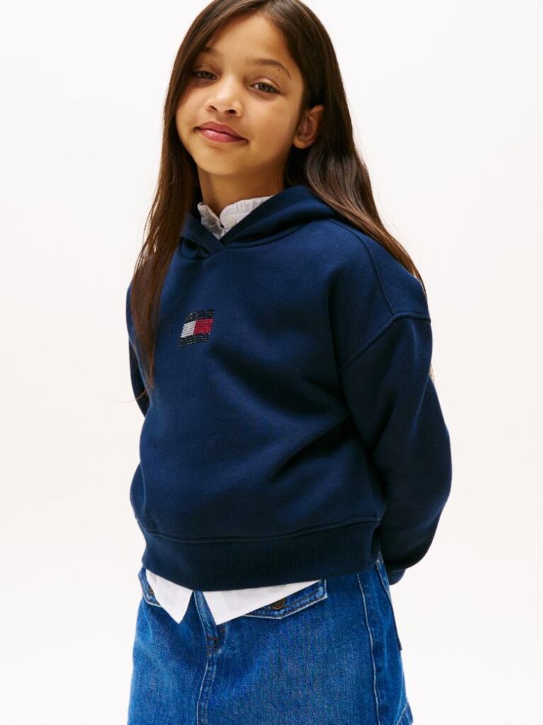Μπλε Άνετο Fleece Hoody Με Σημαία  Κορίτσια