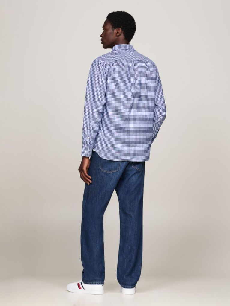 Μπλε Gingham Oxford Πουκάμισο Σε κανονική Γραμμή  Άνδρες