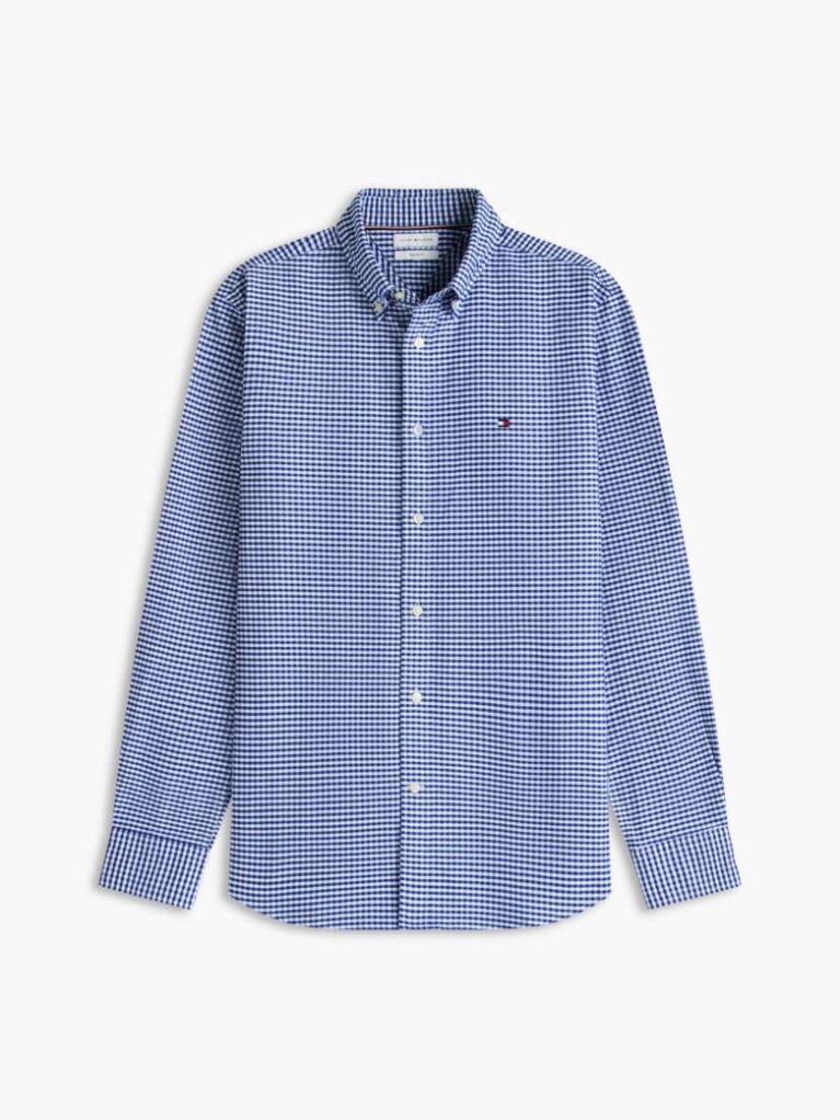 Μπλε Gingham Oxford Πουκάμισο Σε κανονική Γραμμή  Άνδρες