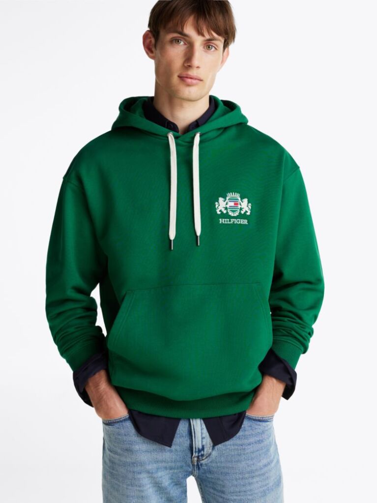 Green Logo Embroidery Hoody  Men