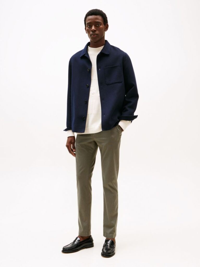 Grey Slim Flag Embroidery Chinos  Men