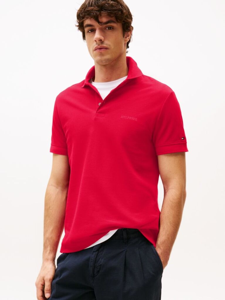 Red Regular Fit Hilfiger Monotype Polo Shirt  Men