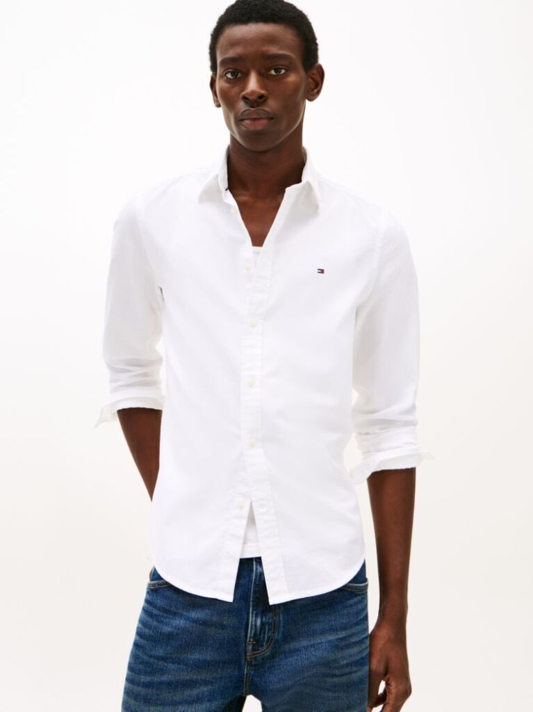 White TH Flex Slim Fit Shirt  Men