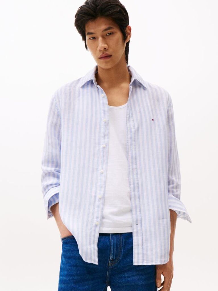 Multi Regular Fit Stripe Linen Shirt  Men