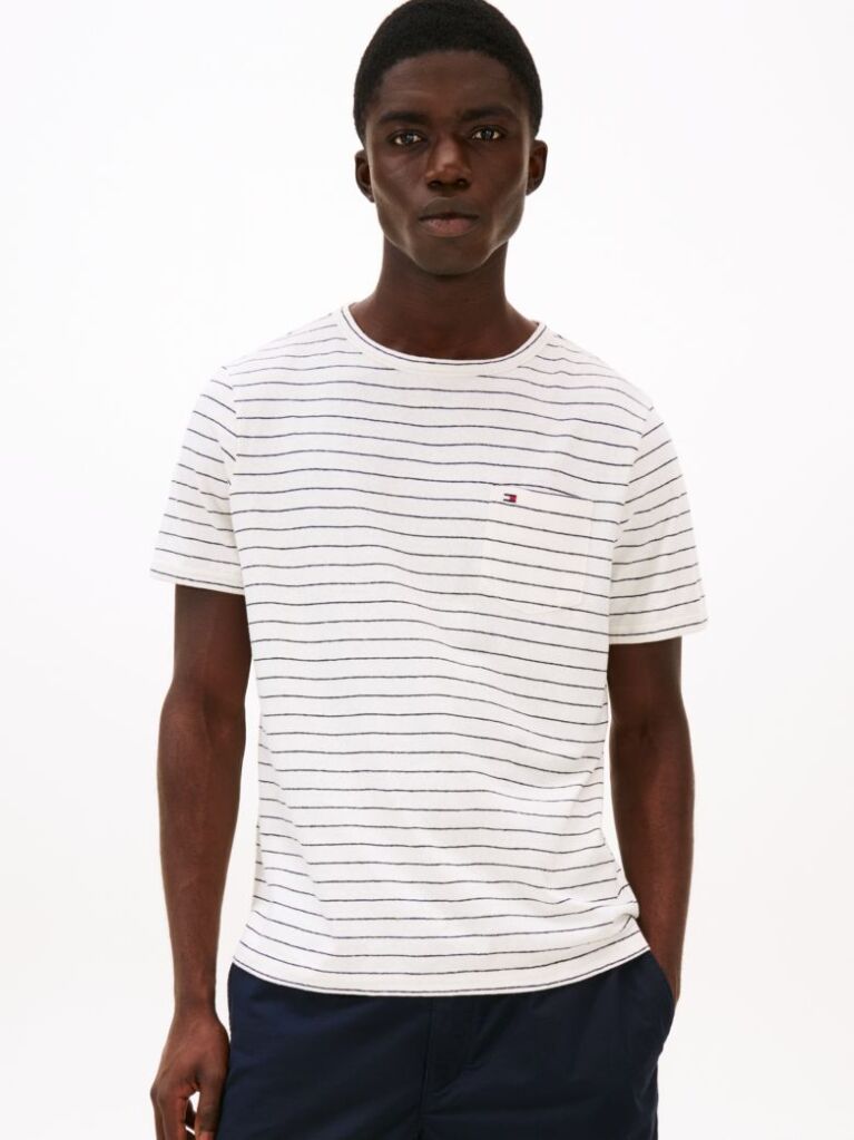 Multi Ριγέ T-Shirt Με Κεντητή Σημαία  Άνδρες