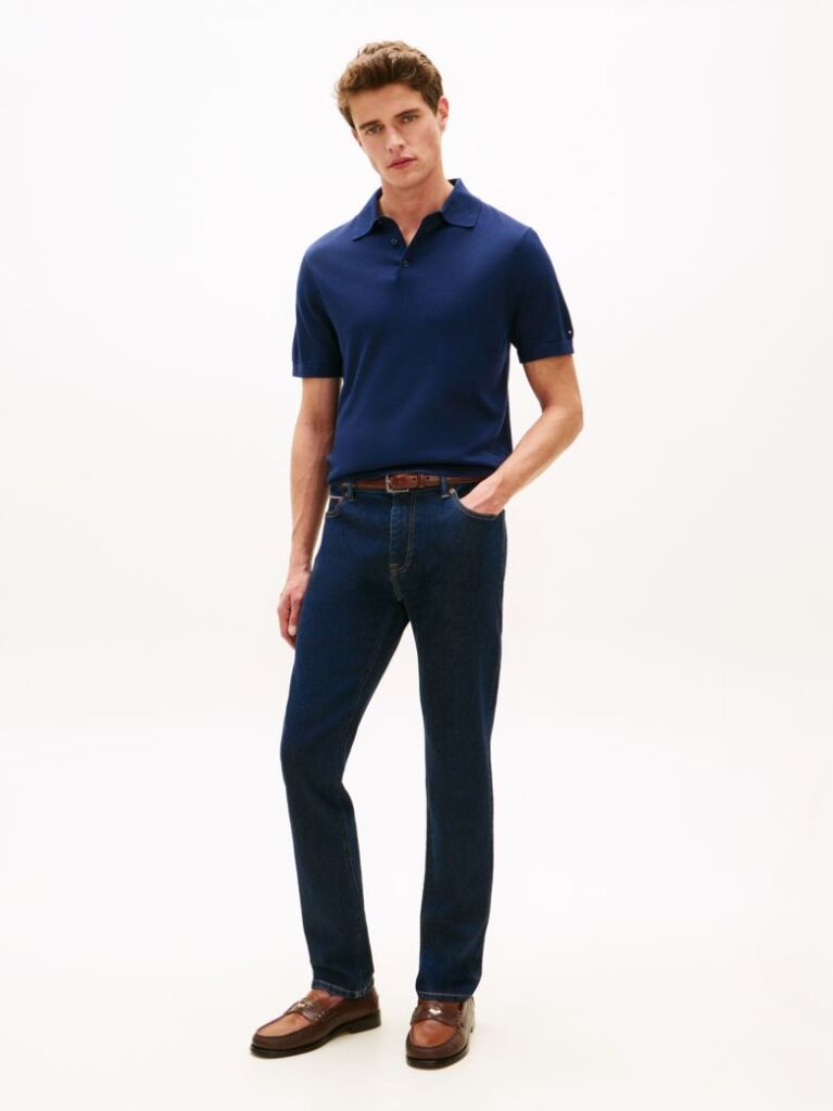 Blue Smart Casual Regular Fit Polo Shirt  Men