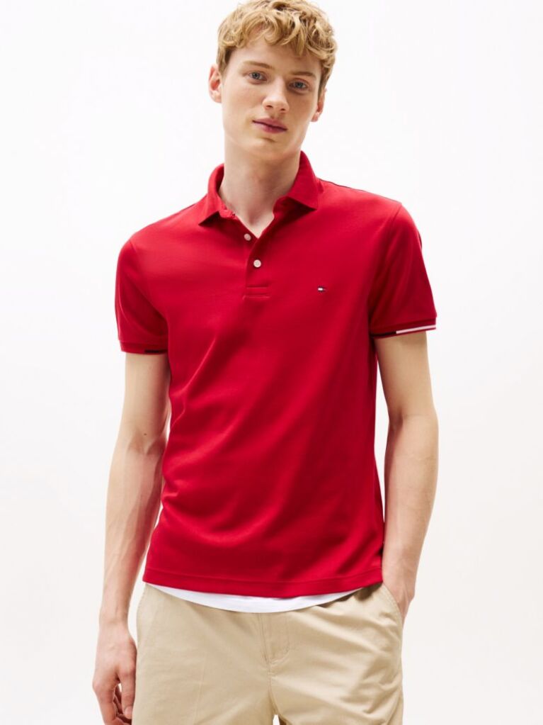 Red Slim Fit Signature Polo Shirt  Men