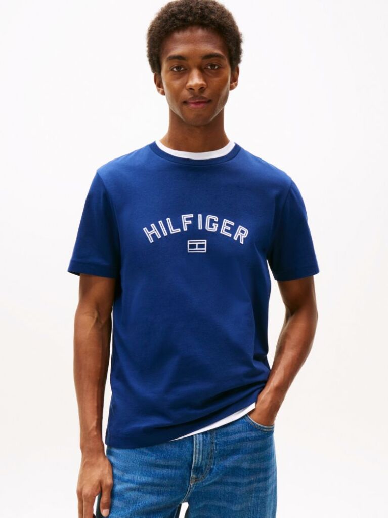 Μπλε Hilfiger T-Shirt Με Flock Λογότυπο  Άνδρες