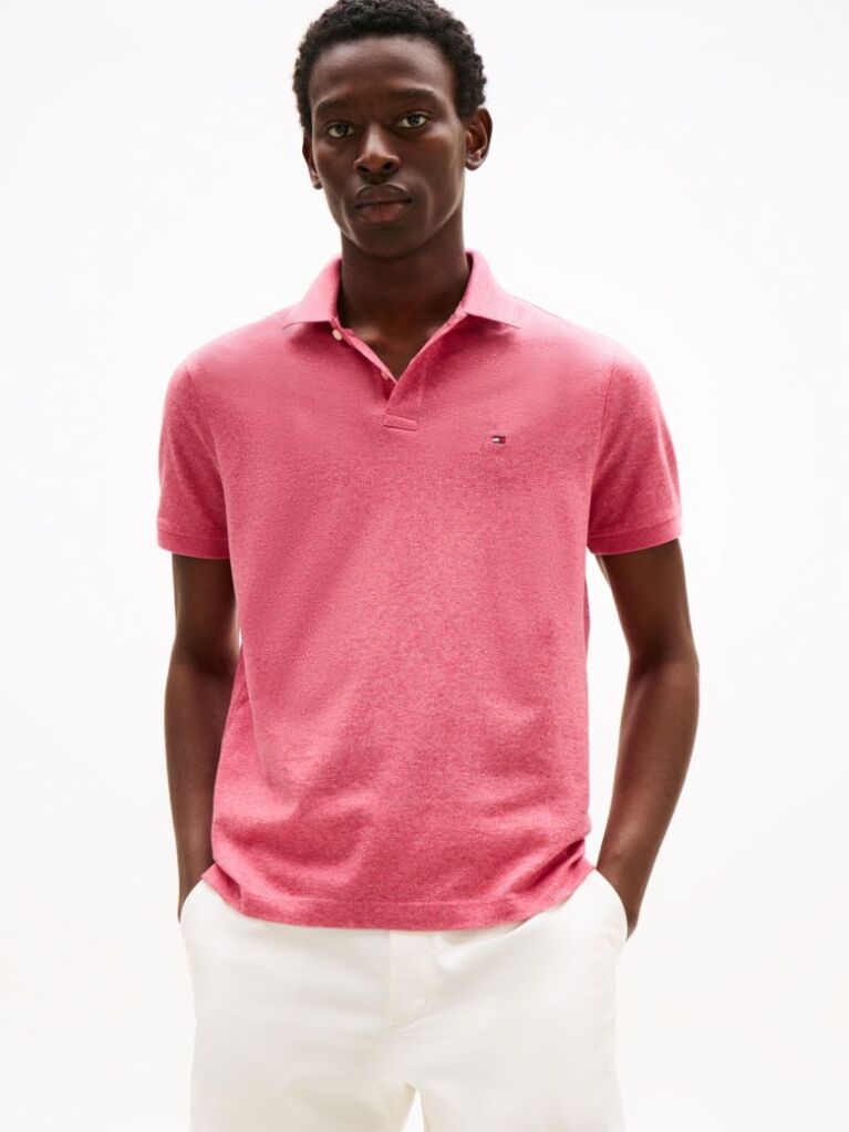 Pink Two-Tone Mercerised Polo Shirt  Men