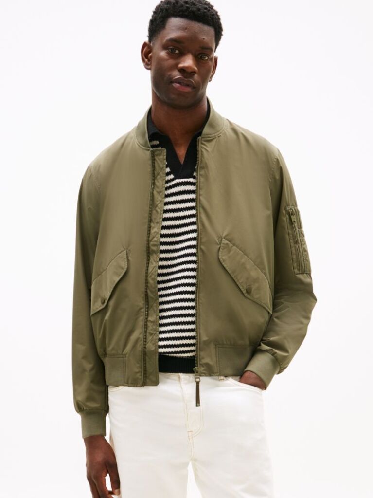 Πράσινο ΑναδιπλούΜενο Αδιάβροχο Bomber Jacket Σε Κανονική Γραμμή  Άνδρες