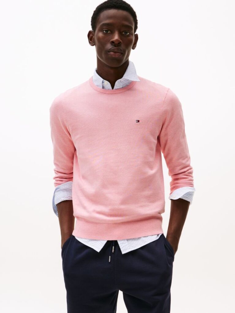 Pink Flag Embroidery Jumper  Men