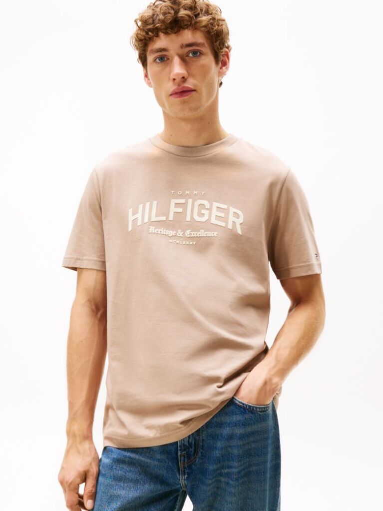 Μπεζ Hilfiger Monotype T-Shirt  Άνδρες