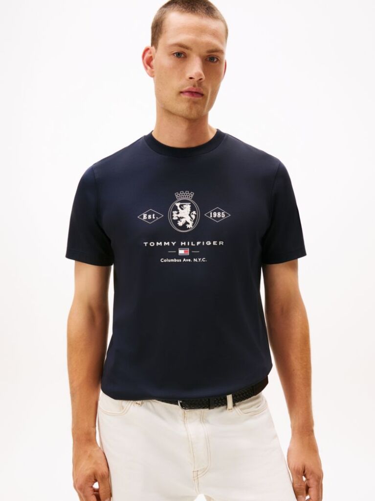 Blue Varsity Graphic Interlock Knit T-Shirt  Men