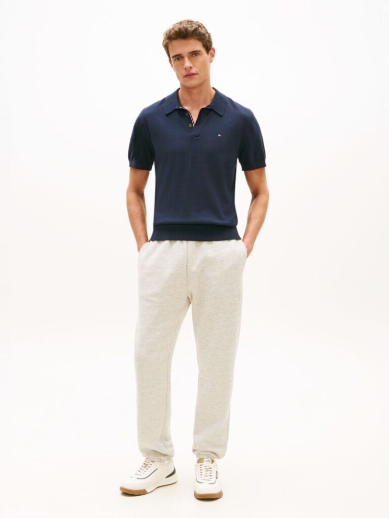 Grey Varsity Crest Embroidery Relaxed Joggers  Men