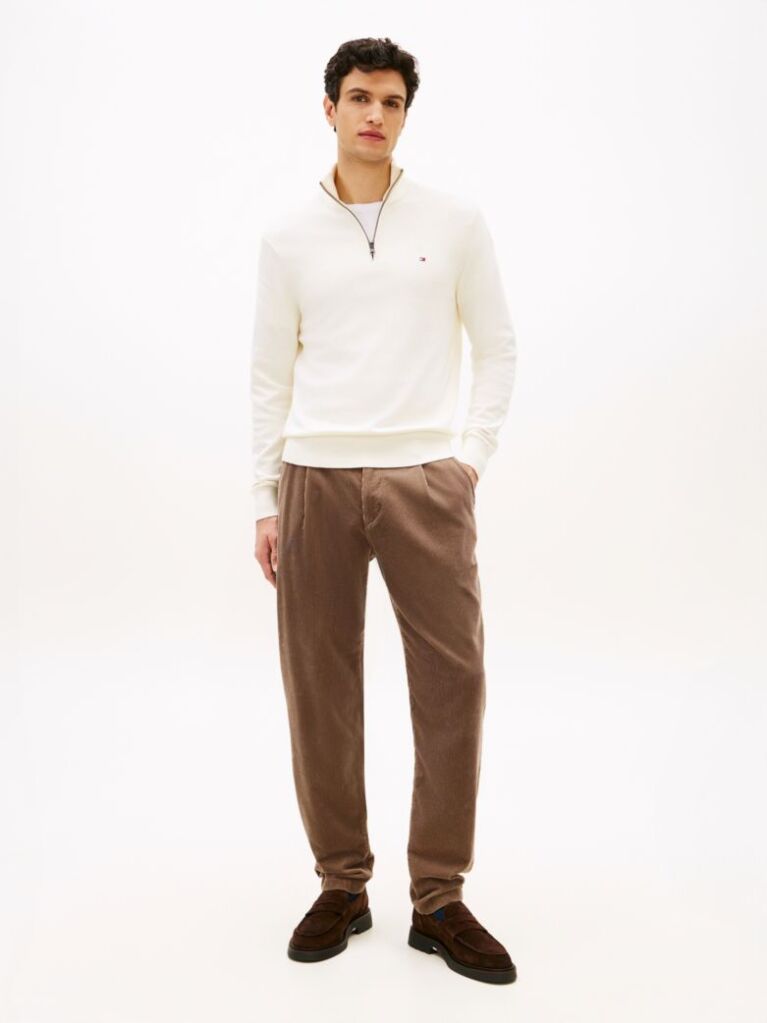 Καφέ Harlem Πλισέ Κοτλέ Παντελόνι Chinos Σε Tapered Γραμμή  Άνδρες