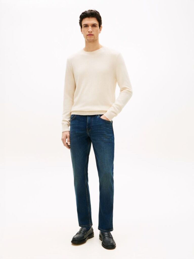 Blue Denton Whiskered Straight Jeans  Men