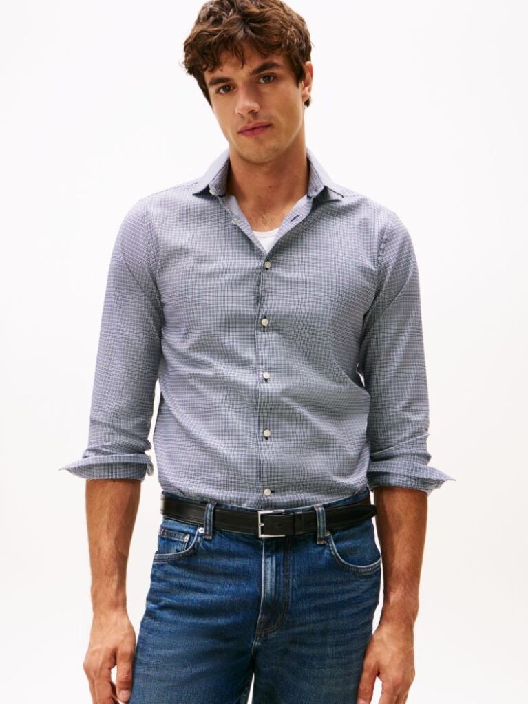 Multi Smart Casual Καρό Dobby Πουκάμισο Σε Slim Γραμμή  Άνδρες
