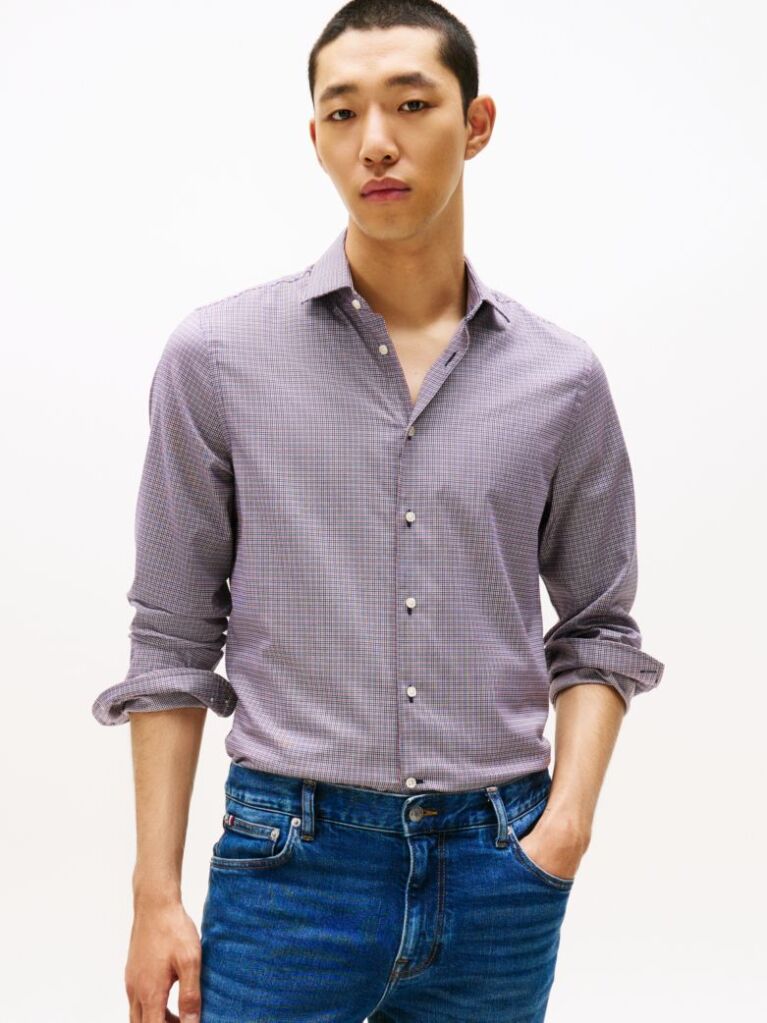 Multi Smart Casual Καρό Dobby Πουκάμισο Σε Slim Γραμμή  Άνδρες