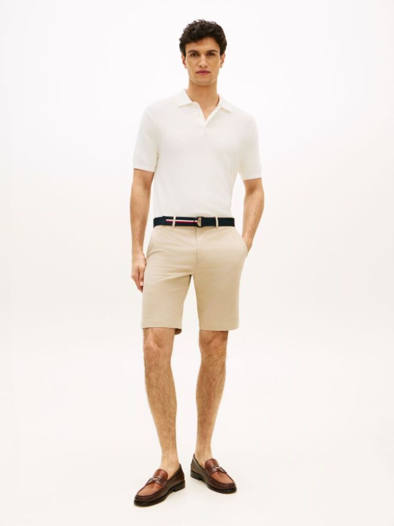 Beige Denton Belted Twill Slim Bermuda Shorts  Men