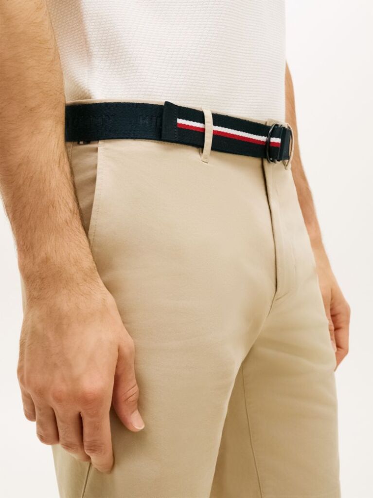 Beige Denton Belted Twill Slim Bermuda Shorts  Men