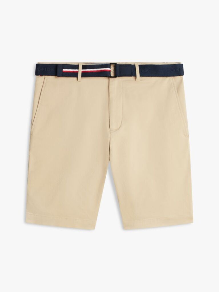 Beige Denton Belted Twill Slim Bermuda Shorts  Men