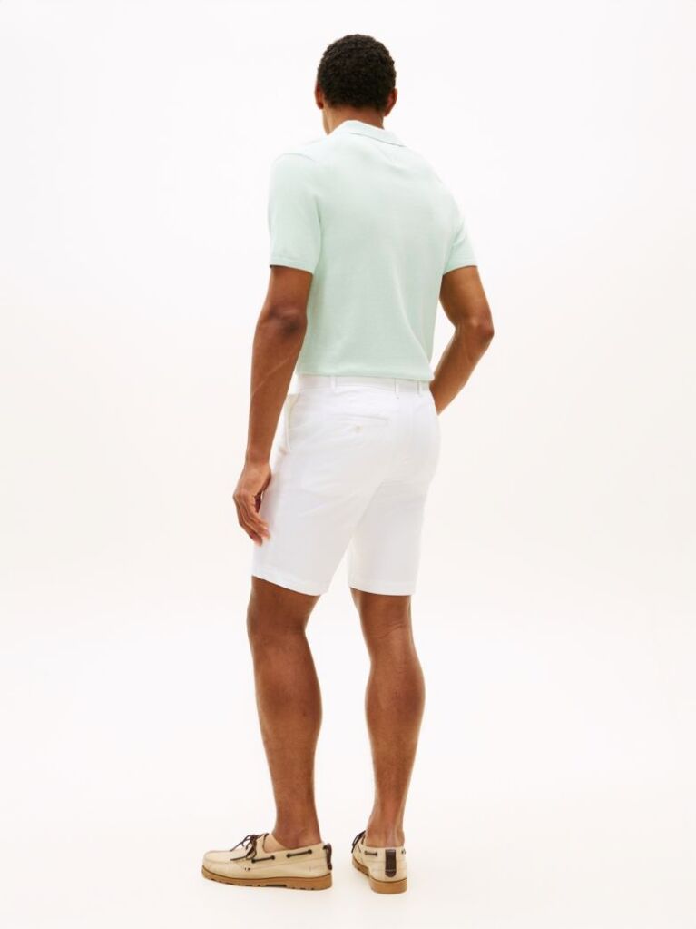 White Denton Twill Slim 9.5" Inseam Bermuda Shorts  Men