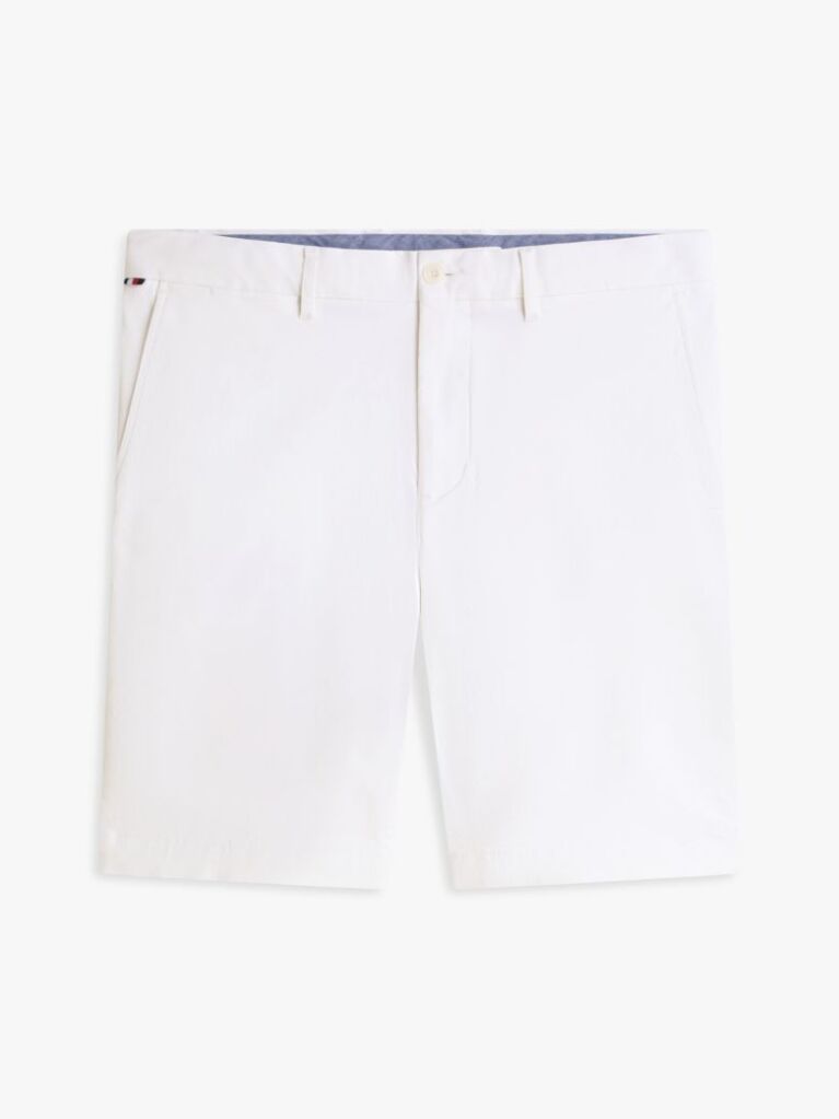 White Denton Twill Slim 9.5" Inseam Bermuda Shorts  Men