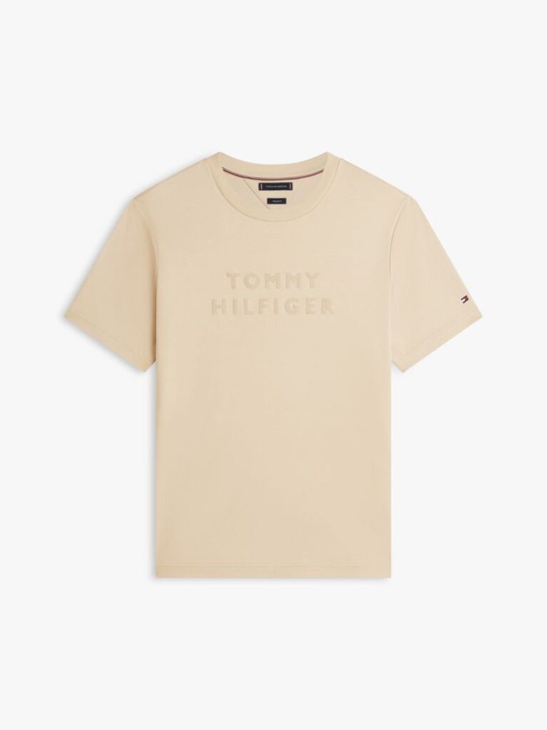 Beige Tonal Logo Interlock Knit T-Shirt  Men