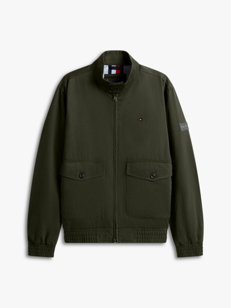 Green Logo Patch Zip-Thru Harrington Jacket  Men