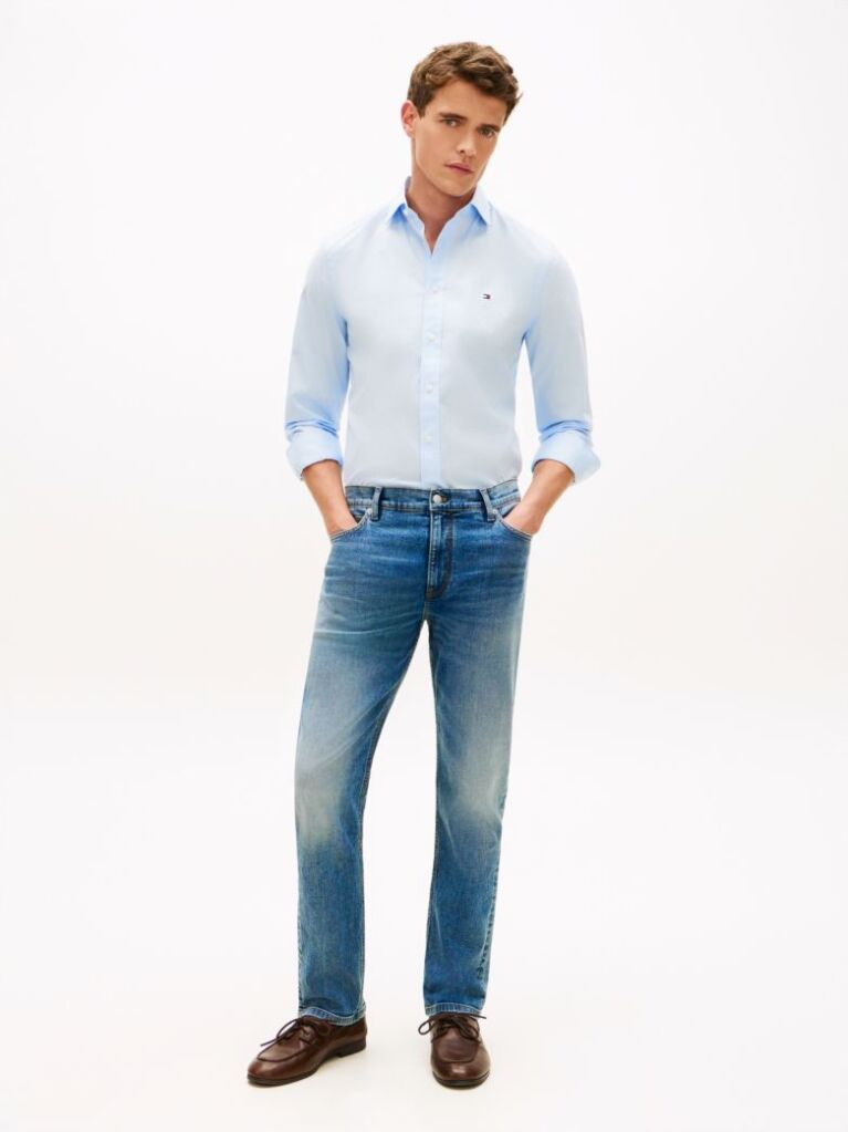 Blue Denton Faded Slim Straight Leg Jeans  Men