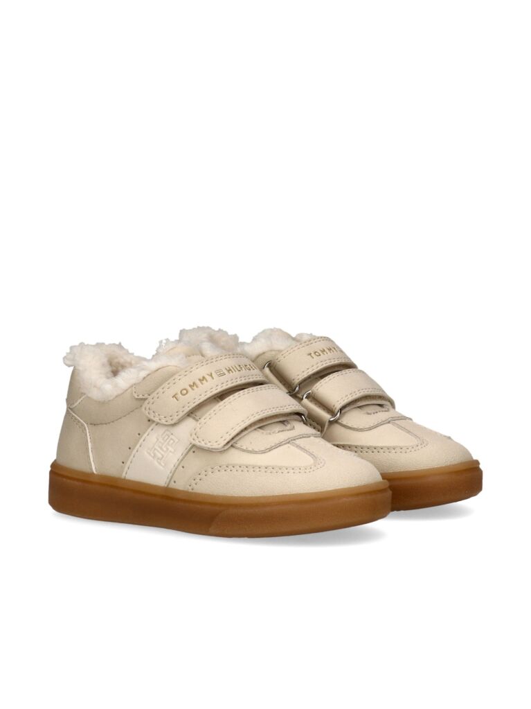 Beige Teddy Lined Velcro Sneakers  Girls