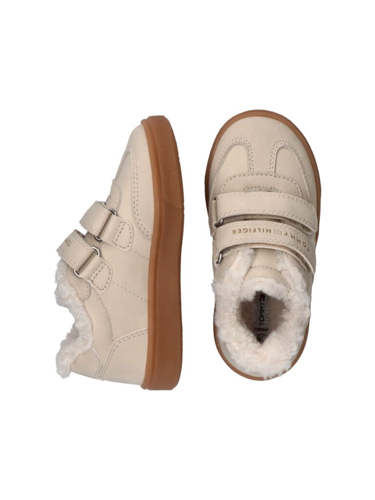 Beige Teddy Lined Velcro Sneakers  Girls