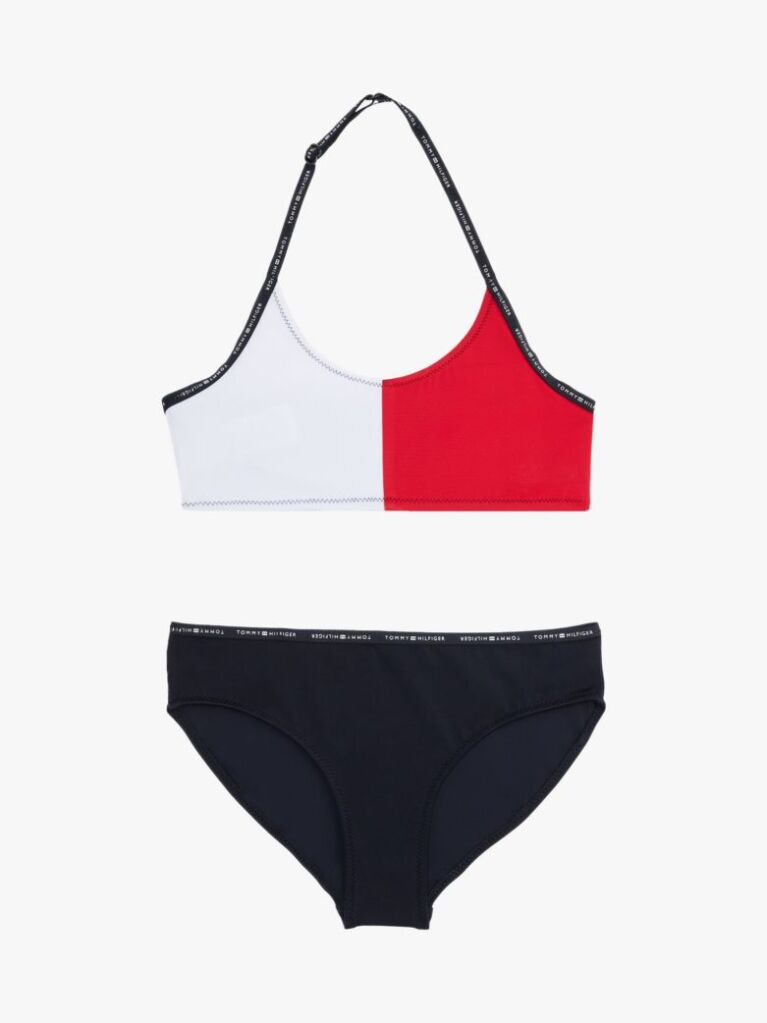 Multi Hilfiger Flag Halterneck Bikini Set  Girls