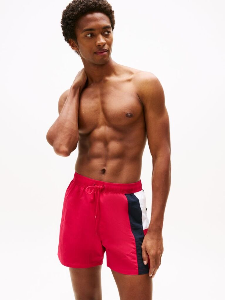 Pink Hilfiger Flag Slim Mid Length Swim Shorts  Men